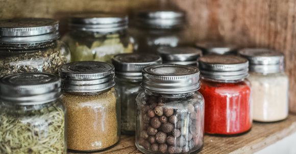 Food Storage - Spice Bottles on Shelf